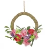 16 in. Spring Hoop Wreath with Peony, Rose, and Globe Flower Blooms