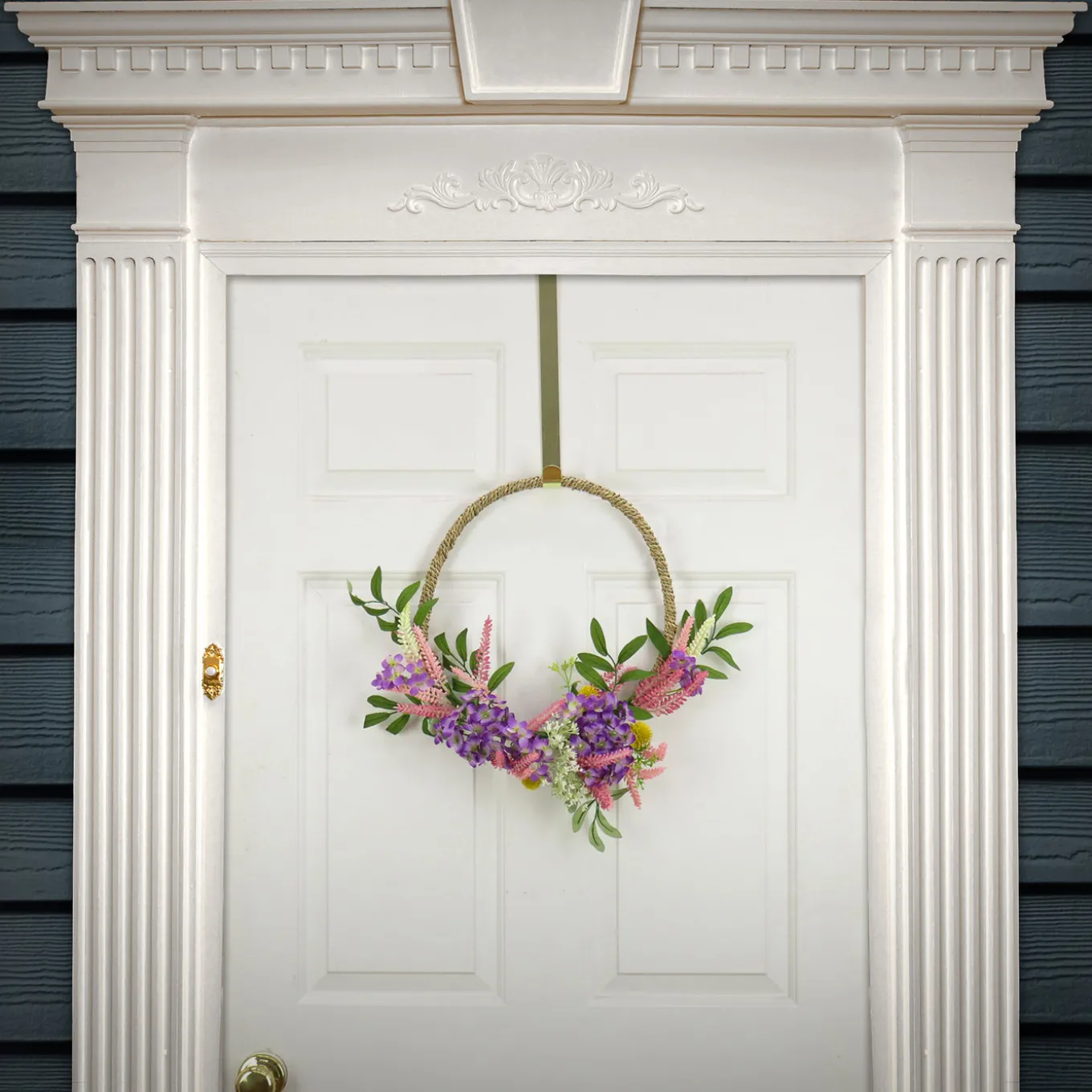 16 in. Spring Hoop Wreath with Lavender and Blossom