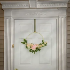 18 in. Spring Hoop Wreath with Peony, Rose and Pom Pom