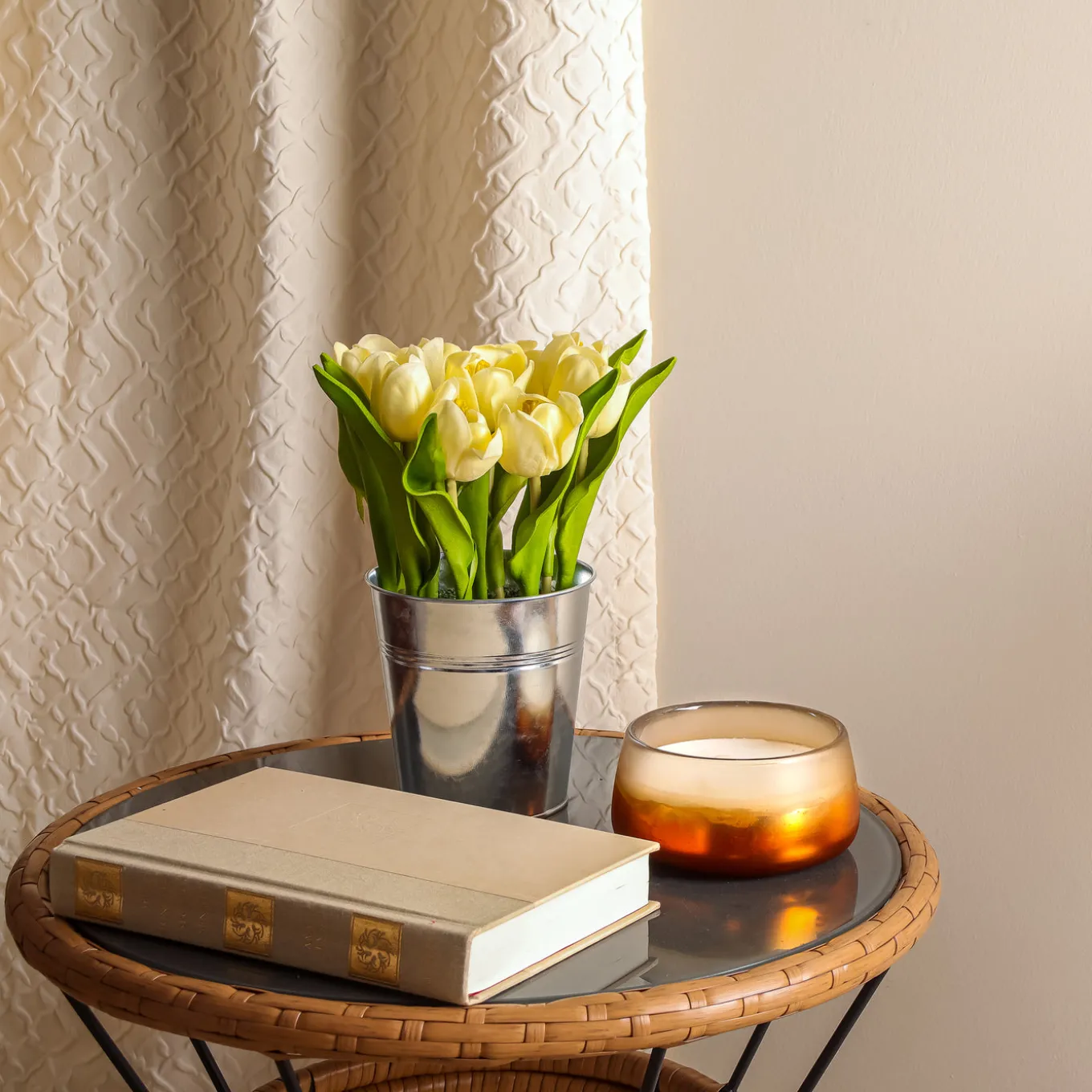 9 in. Spring Light Yellow Tulip Bouquet