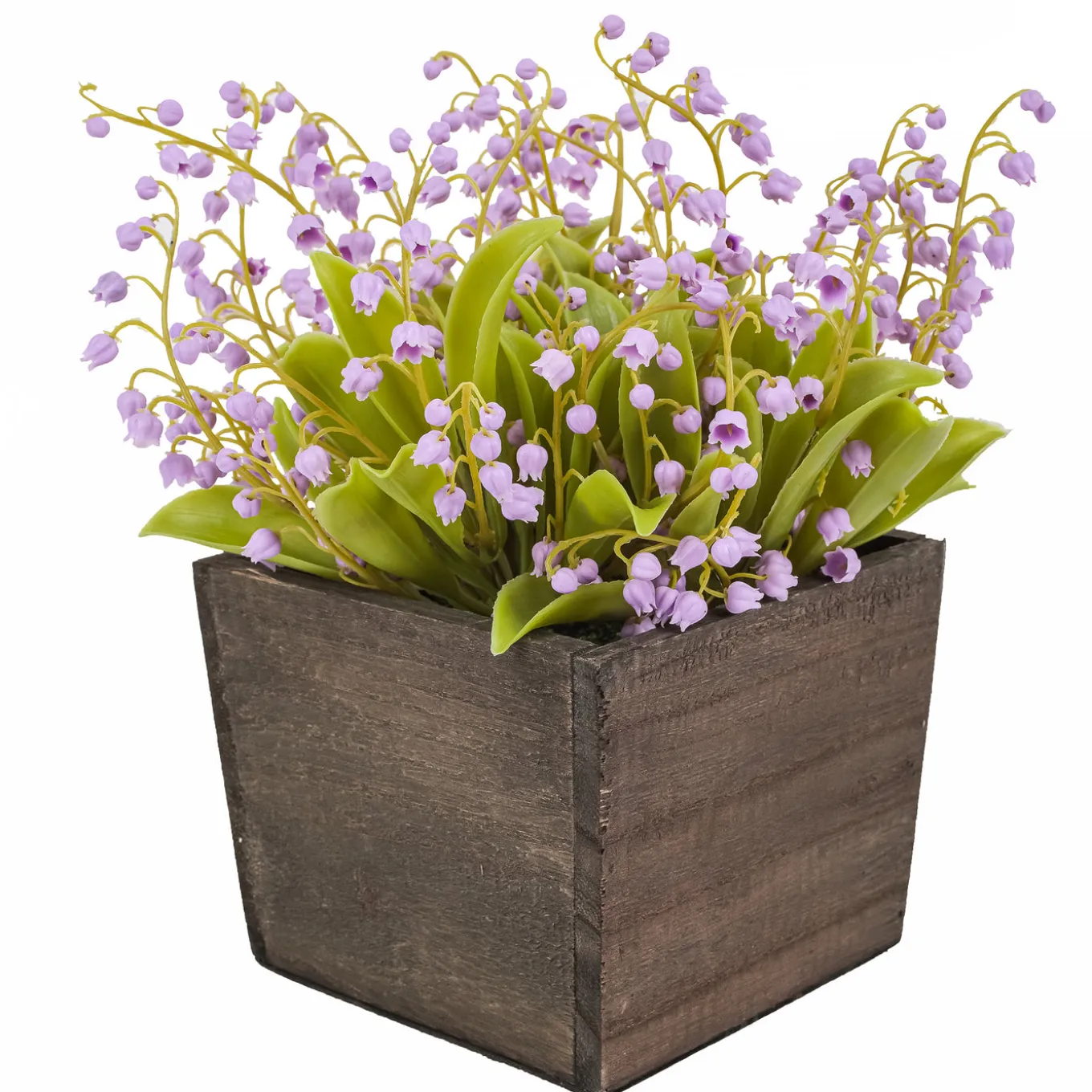 10 in. Spring Mauve Lily-of-the-Valley Flowers in Wood Box