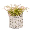 11 in. Spring Pink Lily-of-the-Valley Flowers in White Basket