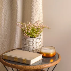 11 in. Spring Pink Lily-of-the-Valley Flowers in White Basket