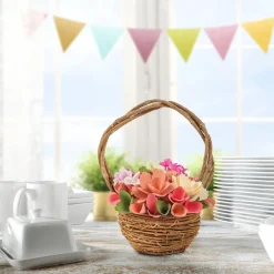 10 in. Spring Pink Multi Floral Basket