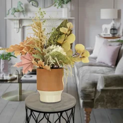 32 in. Spring Potted Plant Table Decoration with Assorted Palms, Leaves, Hydrangea