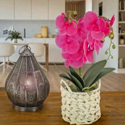 21 in. Spring Purple Orchid in White Basket