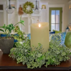 14 in. Spring Table Wreath with Eucalyptus Leaf Stems