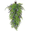 30 in. Spring Teardrop Wall Hanging Decoration with Astilbe Flower Blooms, Ferns, Leafy Greens