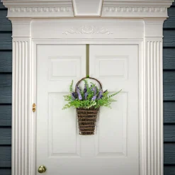 20 in. Spring Wall Hanging Basket with Astilbe Flowers, Ferns, Leafy Greens