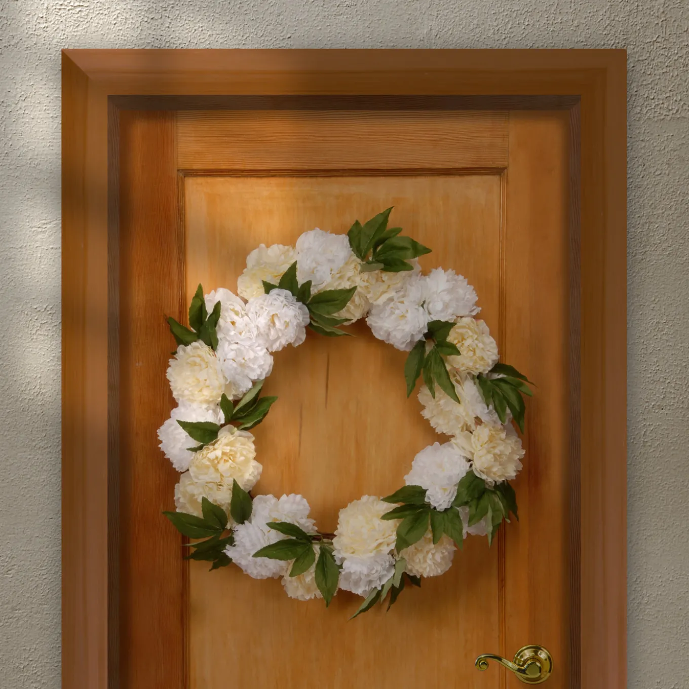 24 in. Spring White Peony Wreath