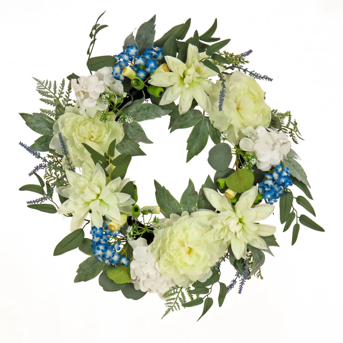 24 in. Spring Wreath with Dahlia, Peony, and Hydrangea Blooms