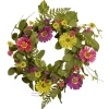 22 in. Spring Wreath with Dasiy Blooms, Leafy Greens