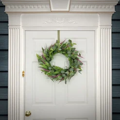 22 in. Spring Wreath with Eucalyptus Leaves, Lavender, Flowing Green Stems