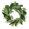 22 in. Spring Wreath with Eucalyptus Leaves, Magnolia Blooms, Flowing Green Stems
