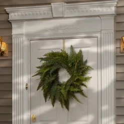 36 in. Spring Wreath with Fern Leaves and Flowing Green Stems
