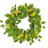 22 in. Spring Wreath with Lemons, Flower Blooms, Leafy Greens