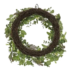 24 in. Spring Wreath with Mixed Flower Blooms and Flowing Green Stems