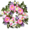 18 in. Spring Wreath with Multicolor Daisy and Tiger Lily Blooms, Leafy Greens, Berry Clusters