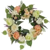 24 in. Spring Wreath with Rose and Peony Flower Blooms, Leafy Greens