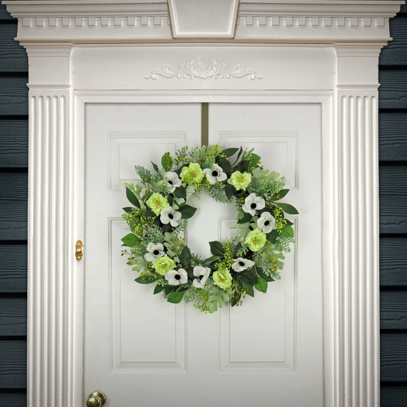 24 in. Spring Wreath with Rose and Anemone Blooms