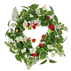 22 in. Spring Wreath with Strawberries, Petunia Blooms, and Leafy Greens
