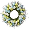 22 in. Spring Wreath with Yellow, Blue and White Tulips