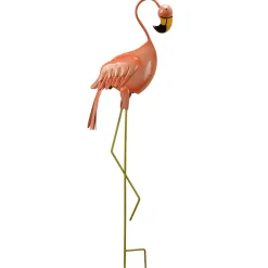 33 in. Standing Peach Flamingo Metal Lawn Decoration