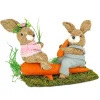 14 in. Two Bunnies on Carrot Seesaw Table Decoration