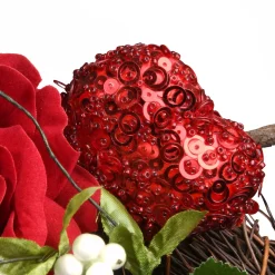 20 in. Valentine's Floral Heart Red Roses Wreath
