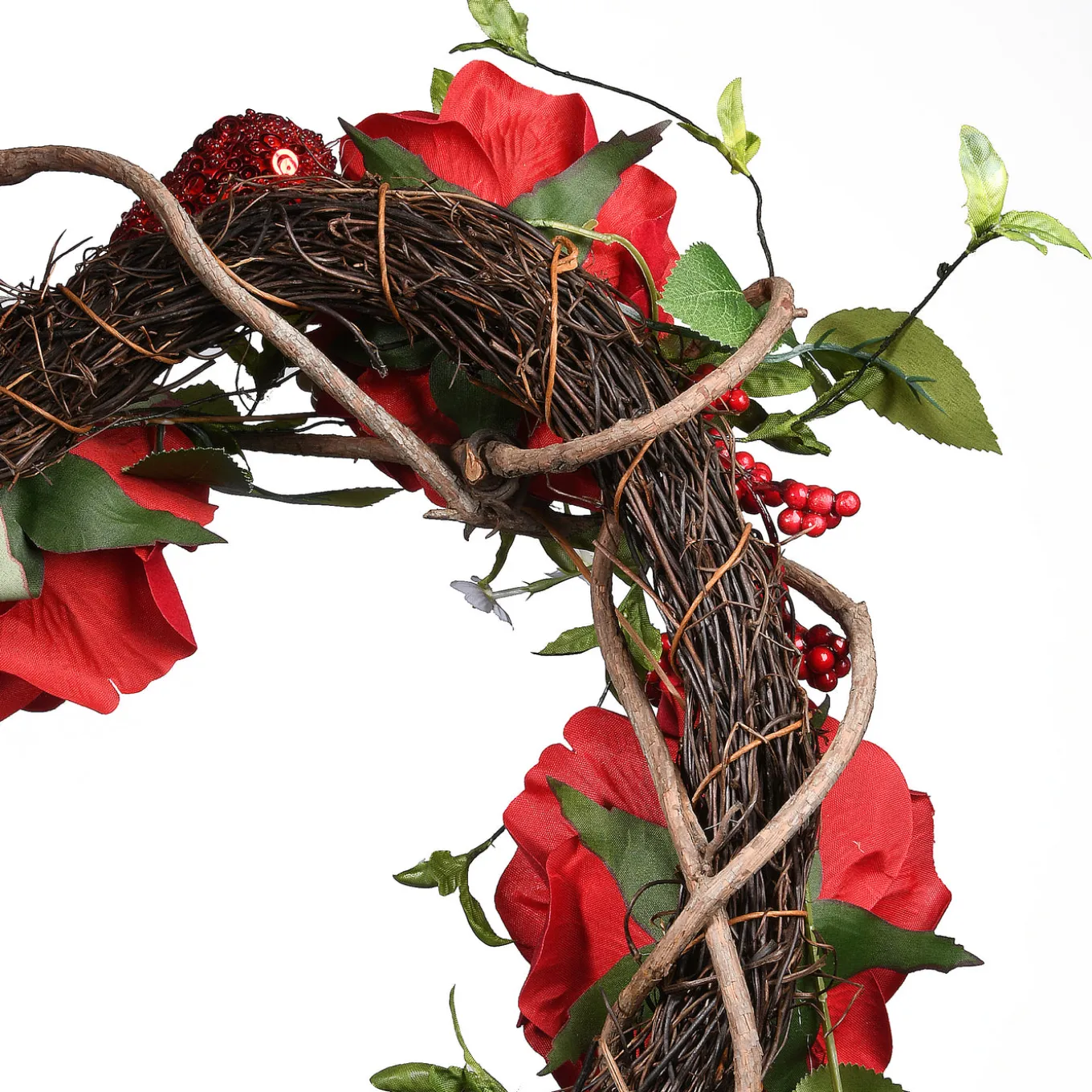 20 in. Valentine's Floral Heart Red Roses Wreath