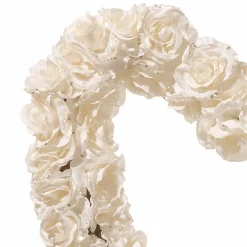 20 in. Valentine's Floral Heart White Roses Wreath