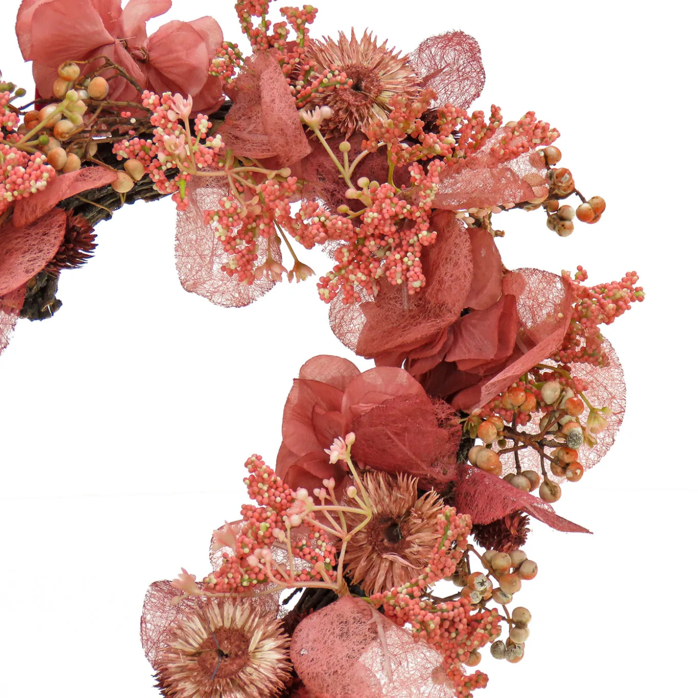 16 in. Valentine's Flower Blooms Floral Heart Wreath