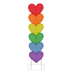 63 in. Valentine's Stacked Rainbow Hearts Decoration with LED Lights