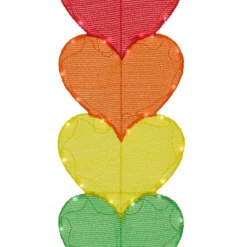 63 in. Valentine's Stacked Rainbow Hearts Decoration with LED Lights