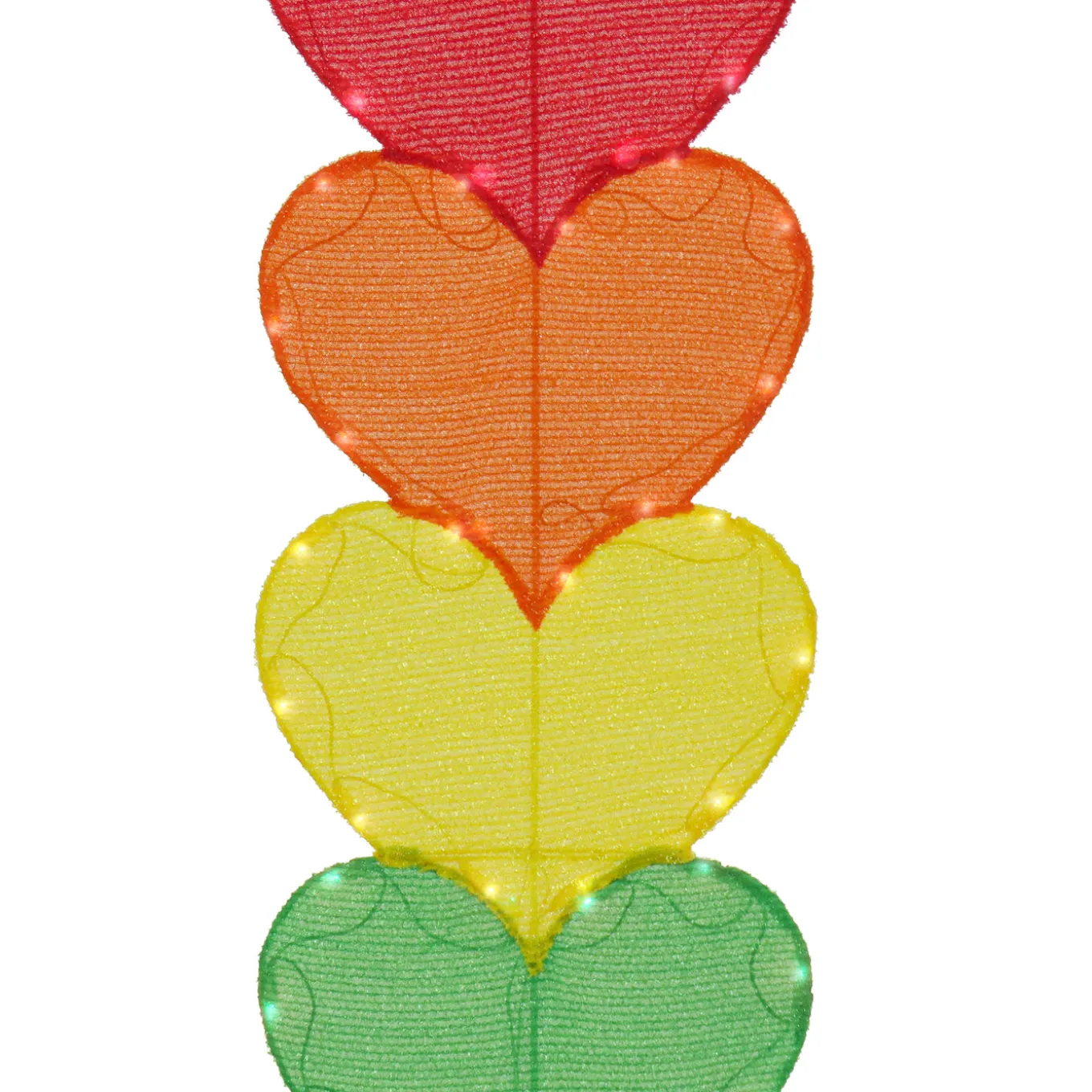63 in. Valentine's Stacked Rainbow Hearts Decoration with LED Lights