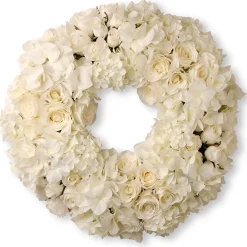 18 in. Valentine's White Roses and Hydrangea Blooms Floral Wreath