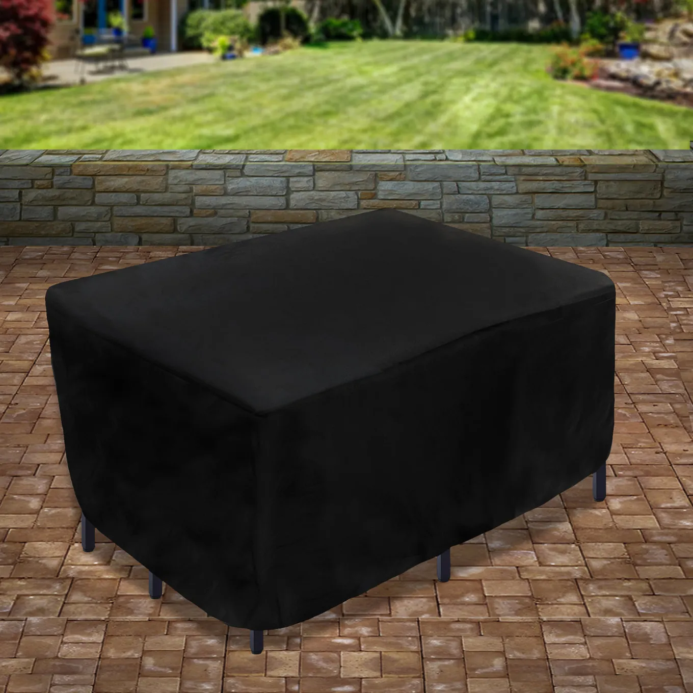 74 in. Waterproof Patio Furniture Cover with Rope and Metal Buckles