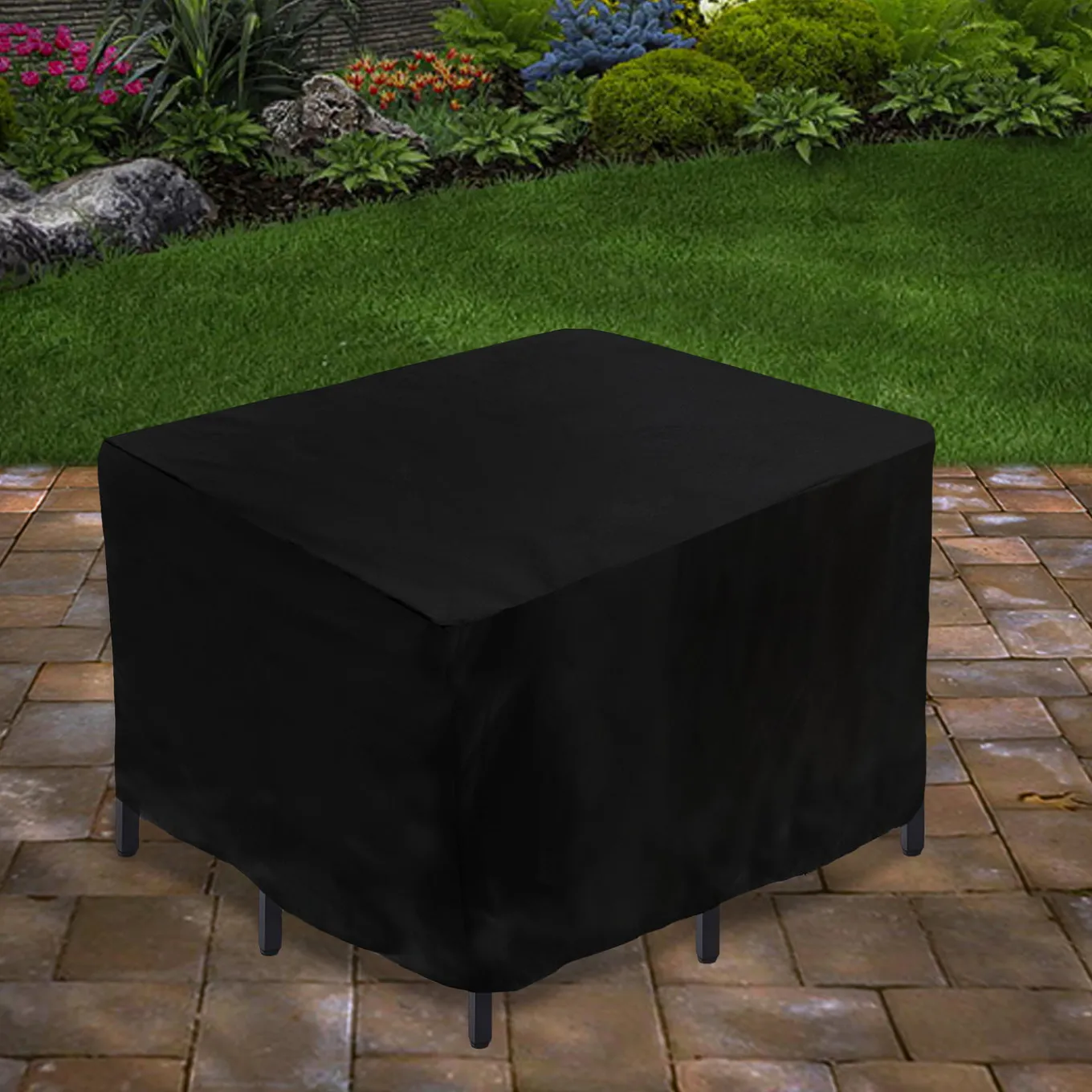 56 in. Waterproof Patio Furniture Cover with Rope and Metal Buckles