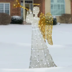 60 in. White Angel Decoration with LED Lights