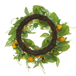 24 in.Spring Wreath with Lemons, Hydrangeas, and Buttercups