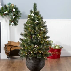 4ft. Glittery Crestwood Spruce Entrance Tree with Clear Lights