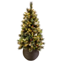 4ft. Glittery Crestwood Spruce Entrance Tree with Clear Lights
