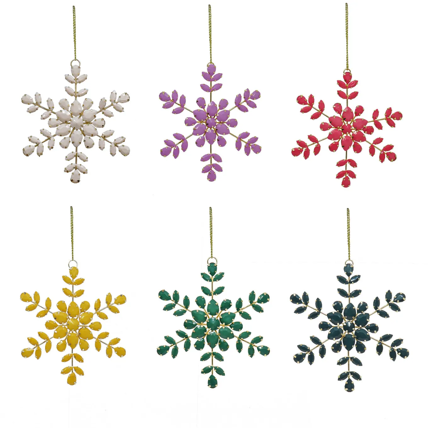6-Piece HGTV Home Collection Beaded Snowflake Ornaments