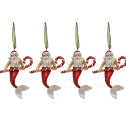 4-Piece HGTV Home Collection Santa Merman Ornaments