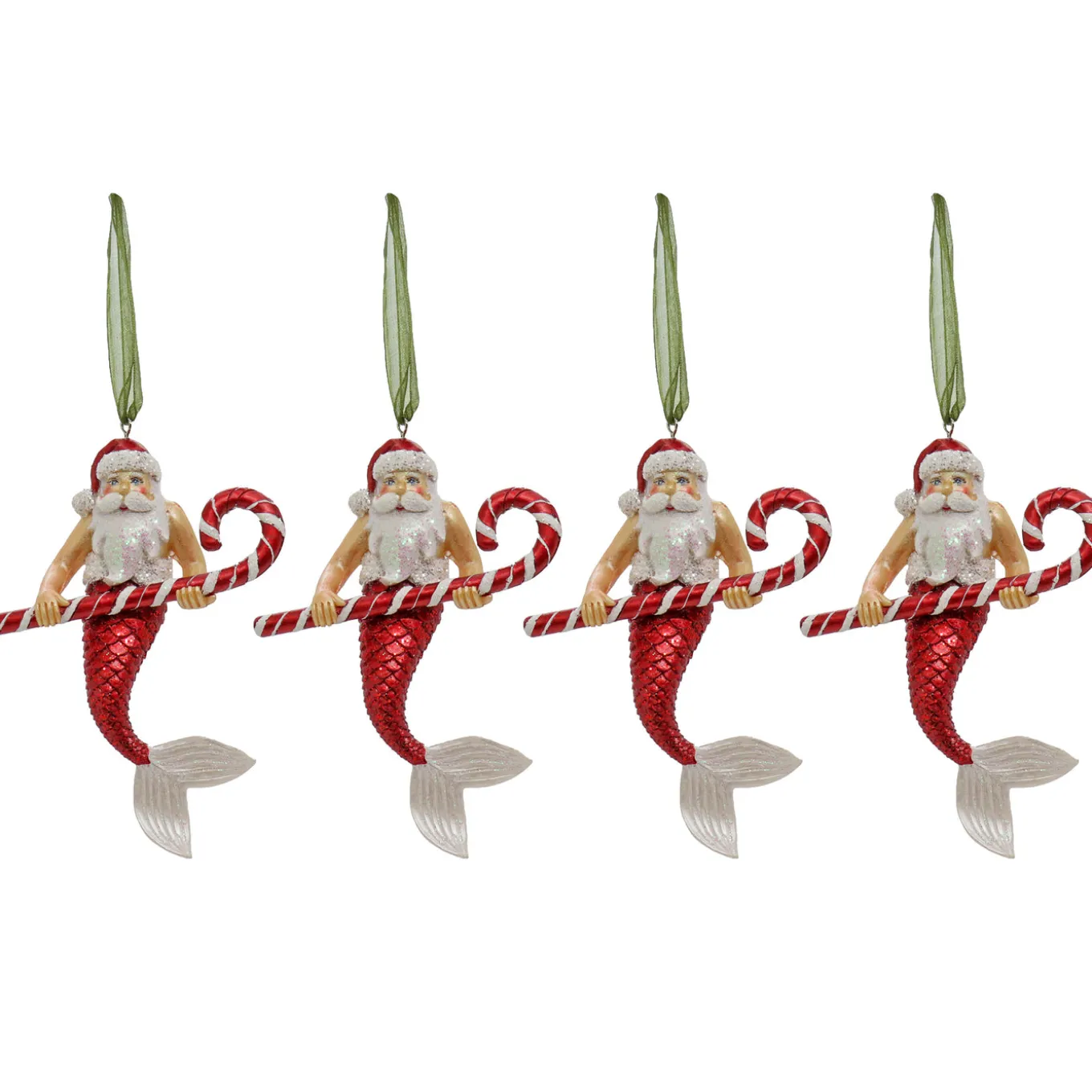 4-Piece HGTV Home Collection Santa Merman Ornaments