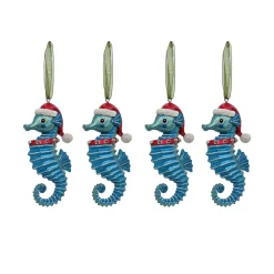 4-Piece HGTV Home Collection Teal Seahorse Ornaments