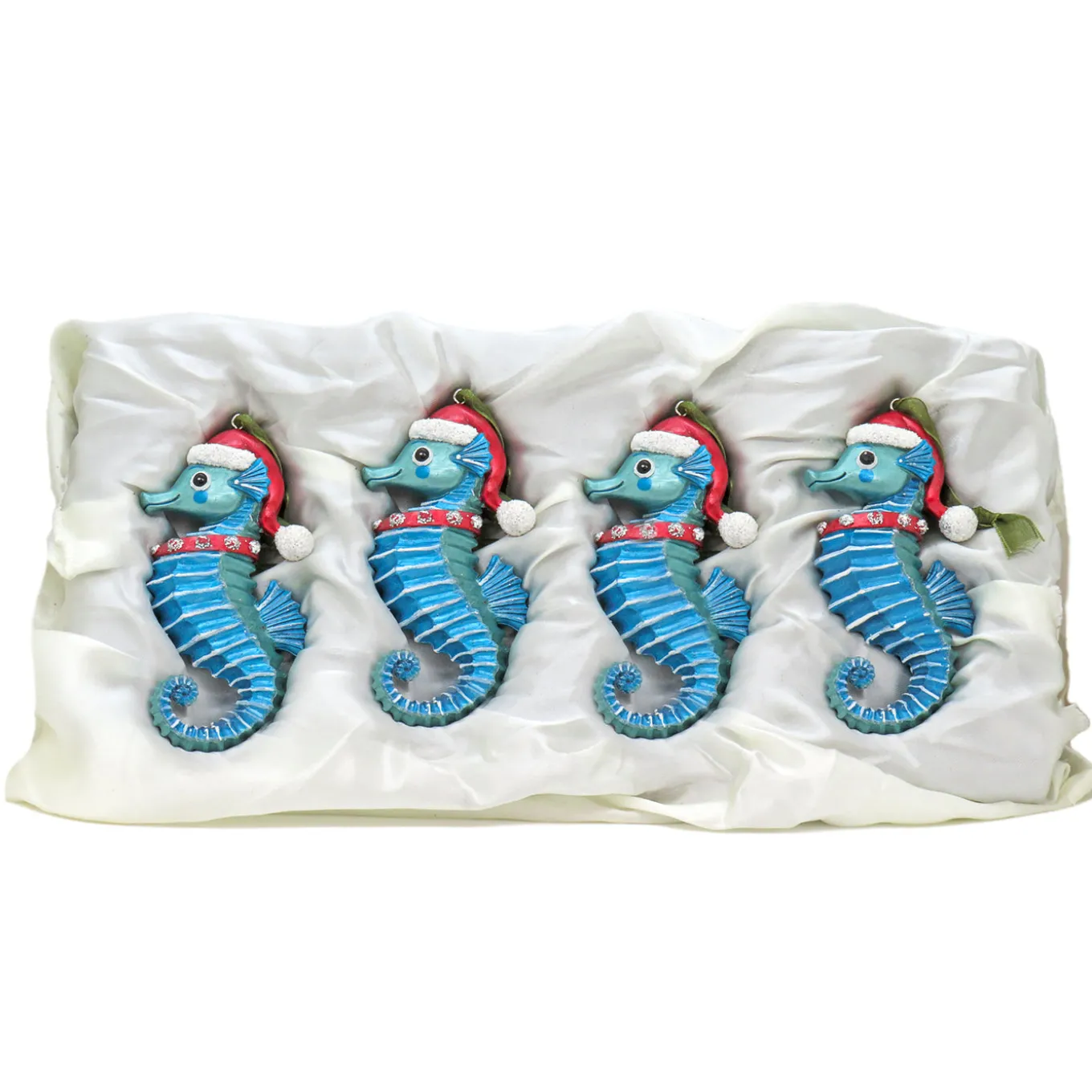 4-Piece HGTV Home Collection Teal Seahorse Ornaments