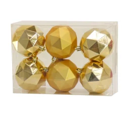 6-Piece Shatterproof Geometric Gold Ornaments