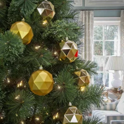 6-Piece Shatterproof Geometric Gold Ornaments