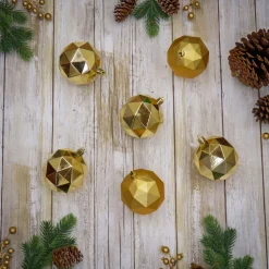 6-Piece Shatterproof Geometric Gold Ornaments